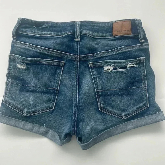American Eagle Hi Rise Shortie Next Level Stretch Jean Shorts Size 6 - Picture 5 of 7